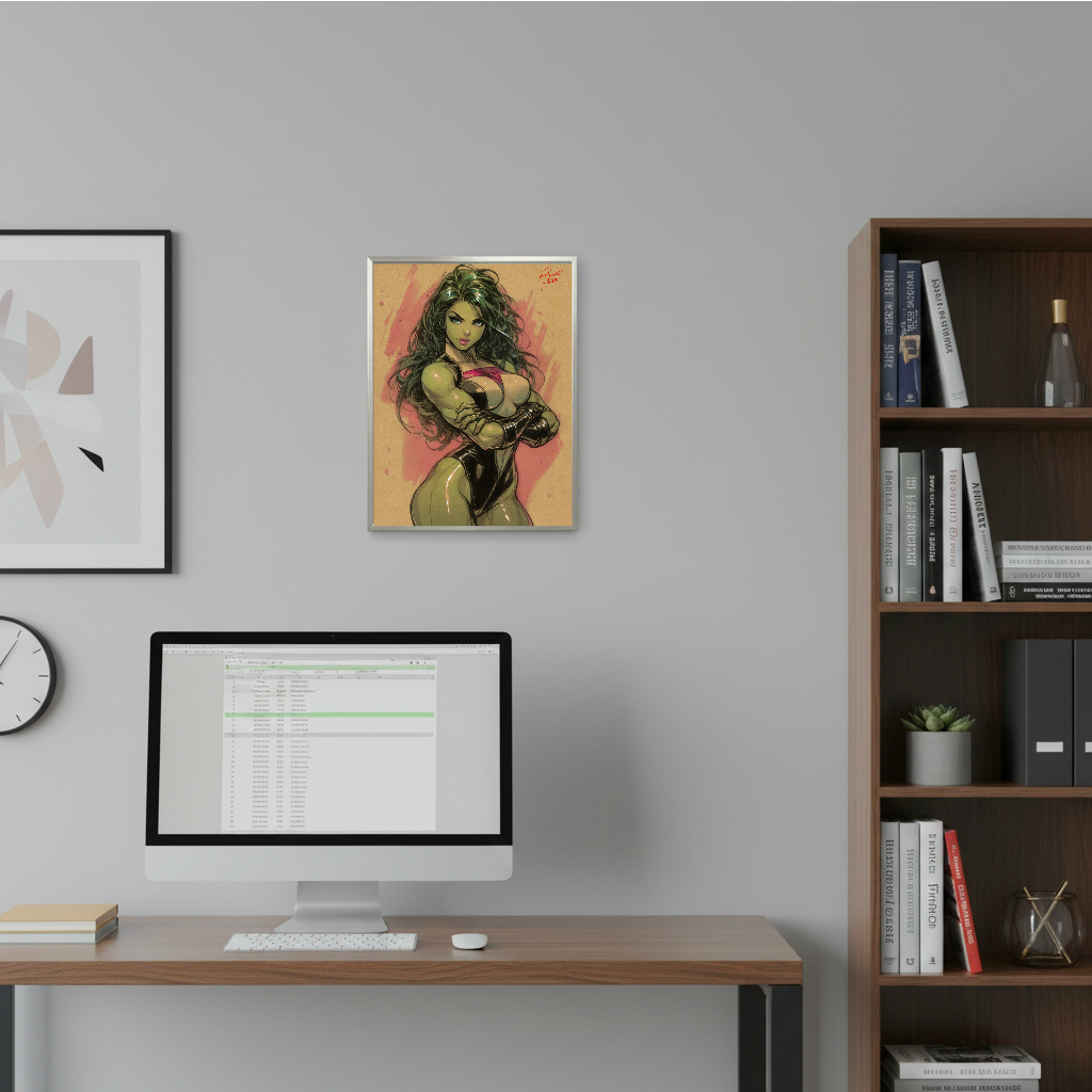 She-Hulk Comic Art Illustration Hard Signed 8.5x11in Digital Art PRINT