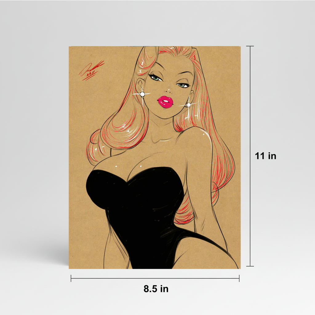 Jessica Rabbit Cartoon Art Illustration Hard Signed 8.5x11in Digital Art PRINT