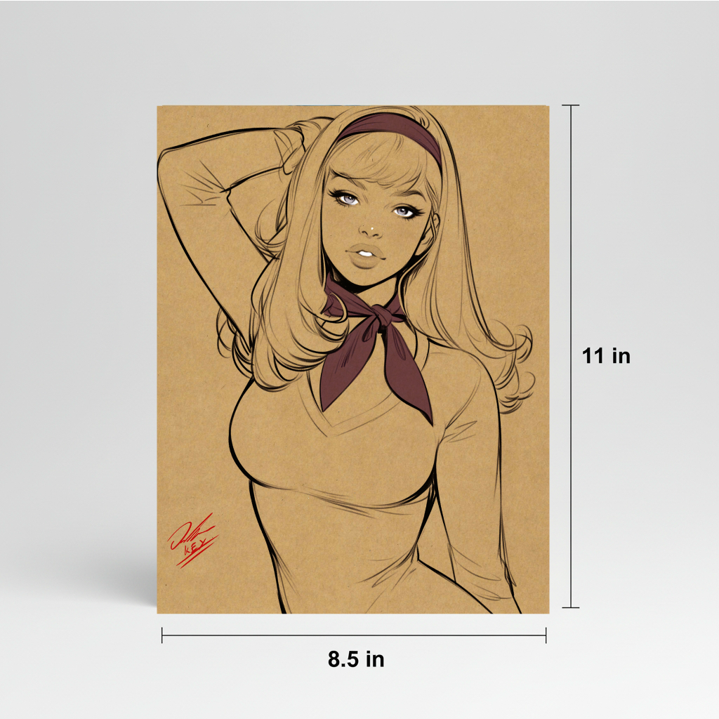 Daphne Cartoon Art Illustration Hard Signed 8.5x11in Digital Art PRINT