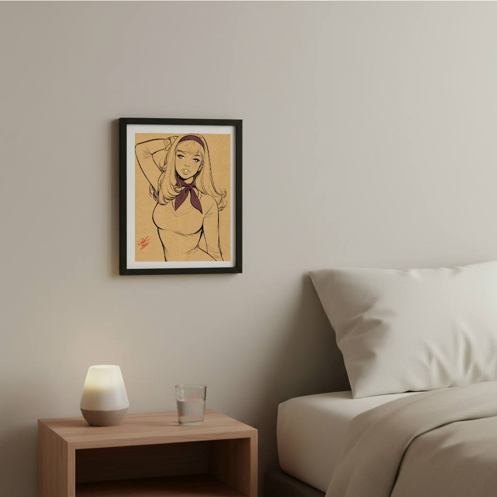 Daphne Cartoon Art Illustration Hard Signed 8.5x11in Digital Art PRINT