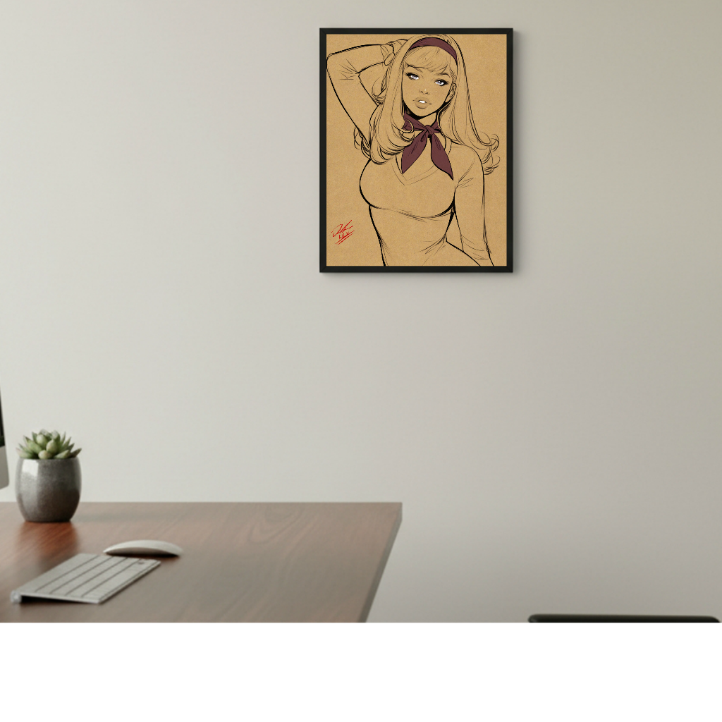 Daphne Cartoon Art Illustration Hard Signed 8.5x11in Digital Art PRINT