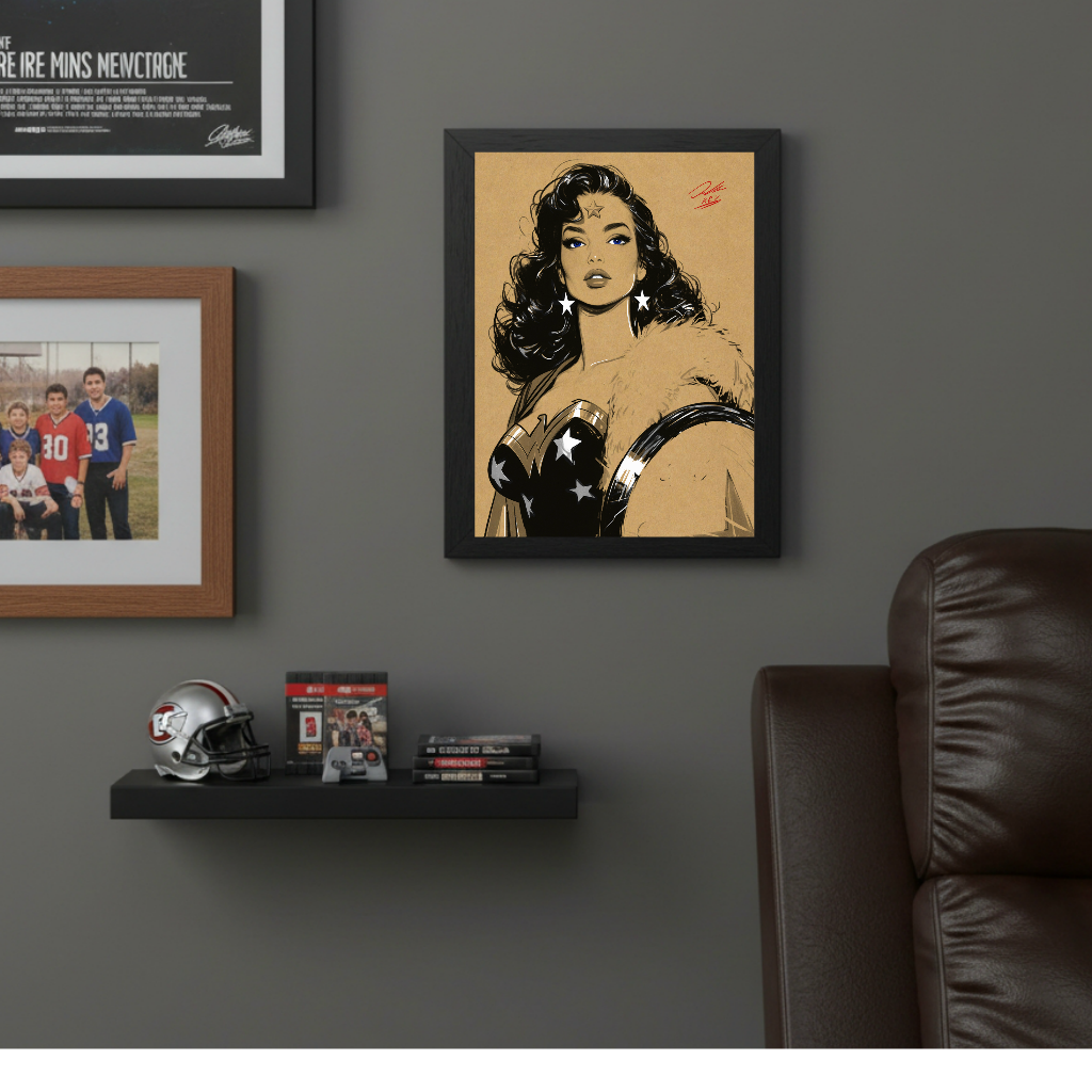 Wonder Woman Comic Art Illustration Hard Signed 8.5x11in Digital Art PRINT