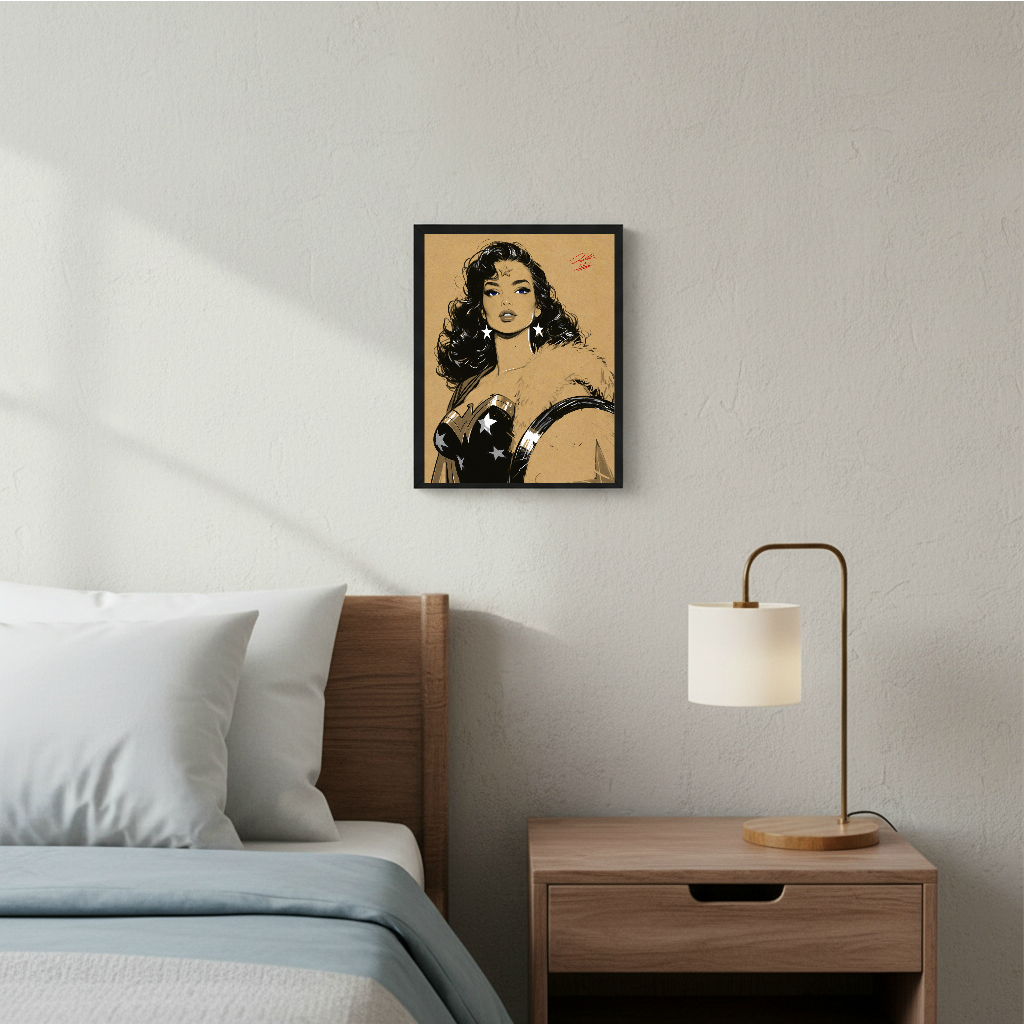 Wonder Woman Comic Art Illustration Hard Signed 8.5x11in Digital Art PRINT