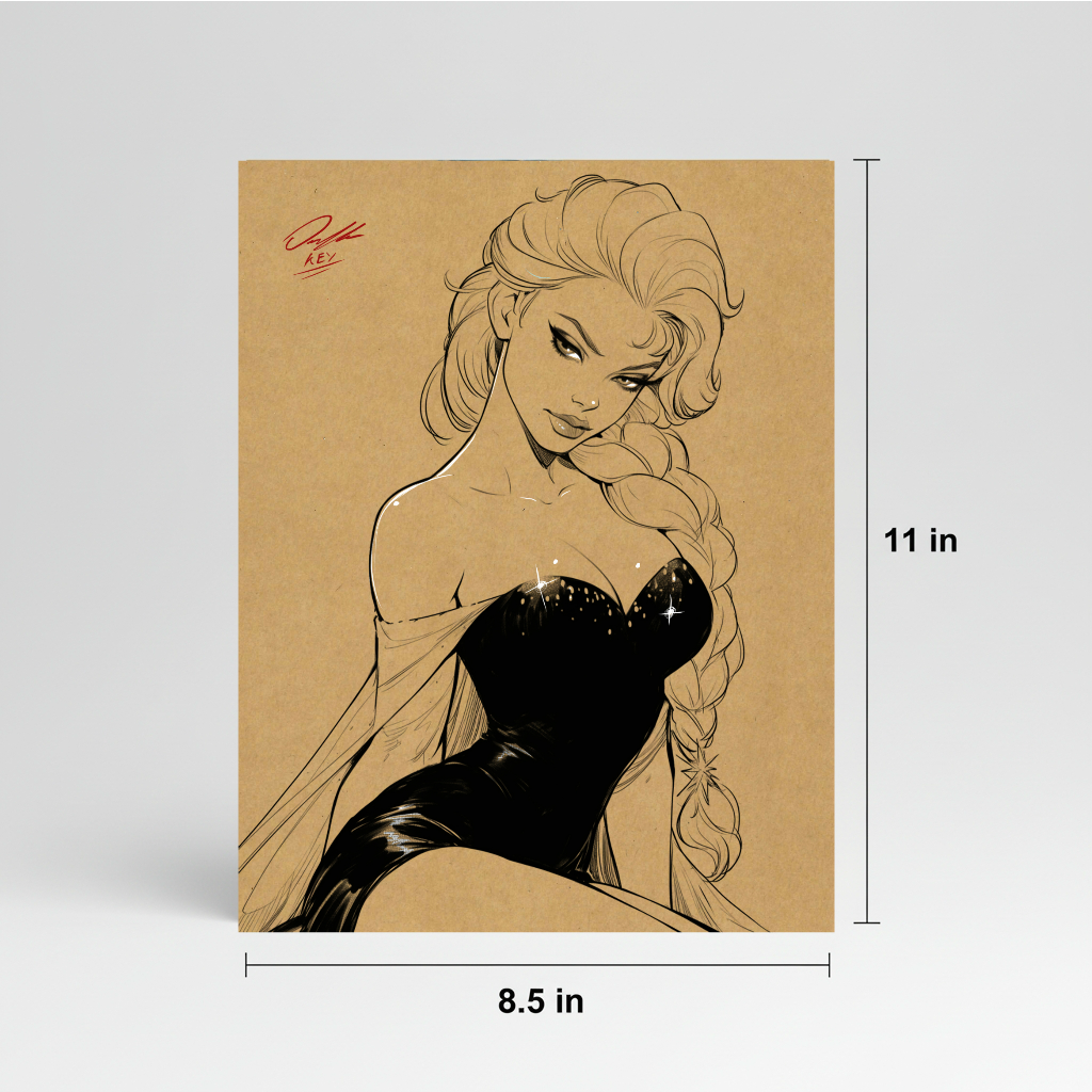 Elsa Cartoon Art Illustration Hard Signed 8.5x11in Digital Art PRINT