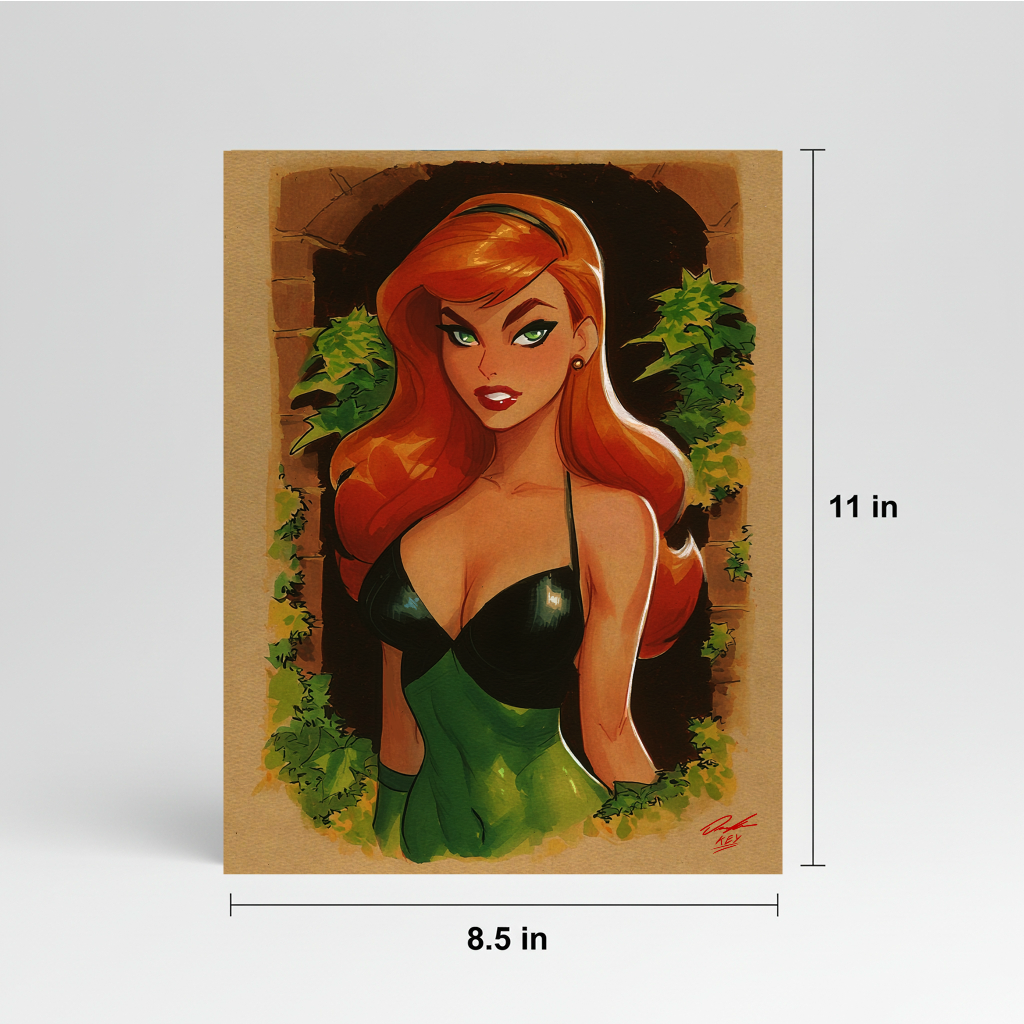 Poison Ivy Comic Art Illustration Hard Signed 8.5x11in Digital Art PRINT