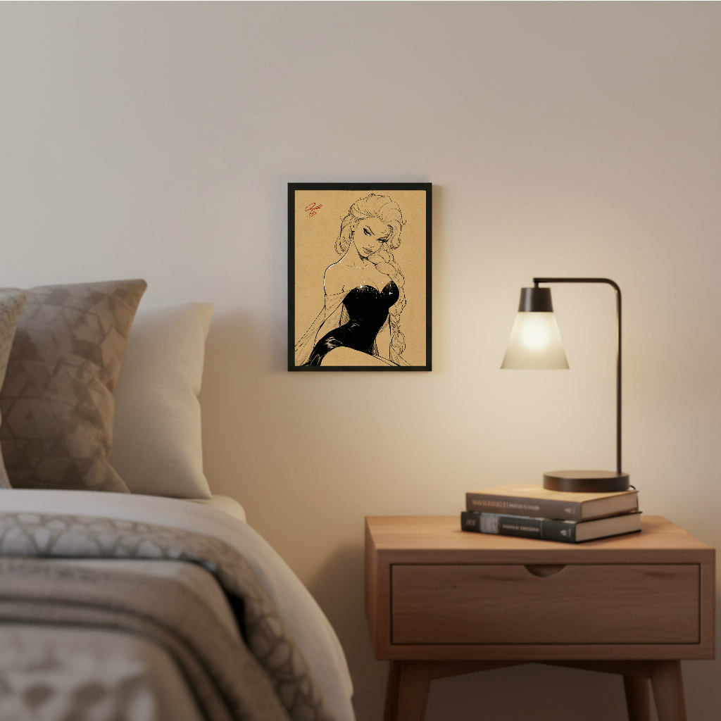 Elsa Cartoon Art Illustration Hard Signed 8.5x11in Digital Art PRINT