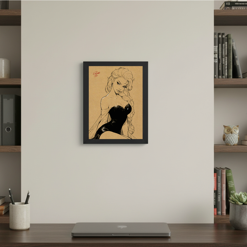 Elsa Cartoon Art Illustration Hard Signed 8.5x11in Digital Art PRINT