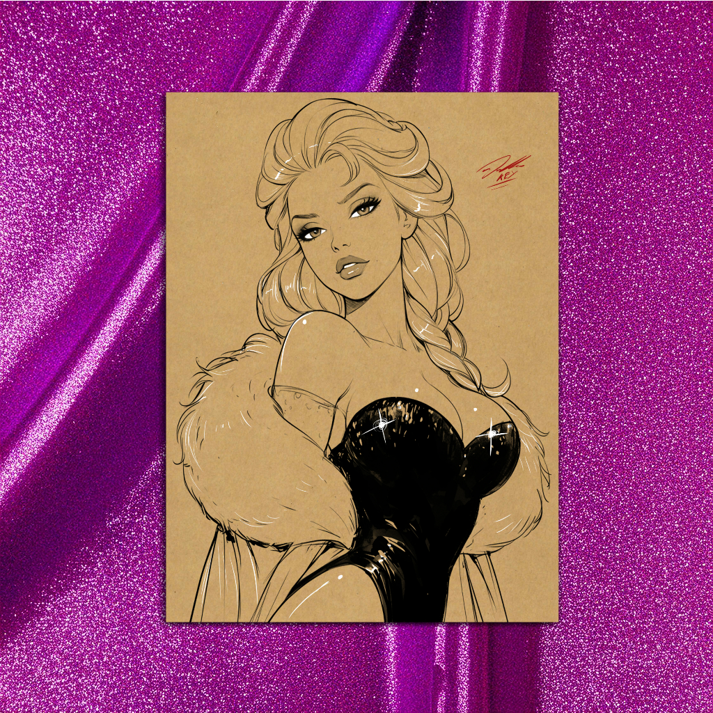 Elsa Cartoon Art Illustration Hard Signed 8.5x11in Digital Art PRINT