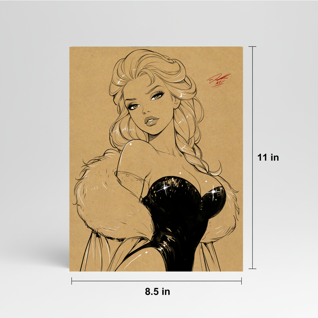 Elsa Cartoon Art Illustration Hard Signed 8.5x11in Digital Art PRINT