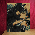 Batman and Catwoman Art Illustration Hard Signed 8.5x11in Fine Art PRINT