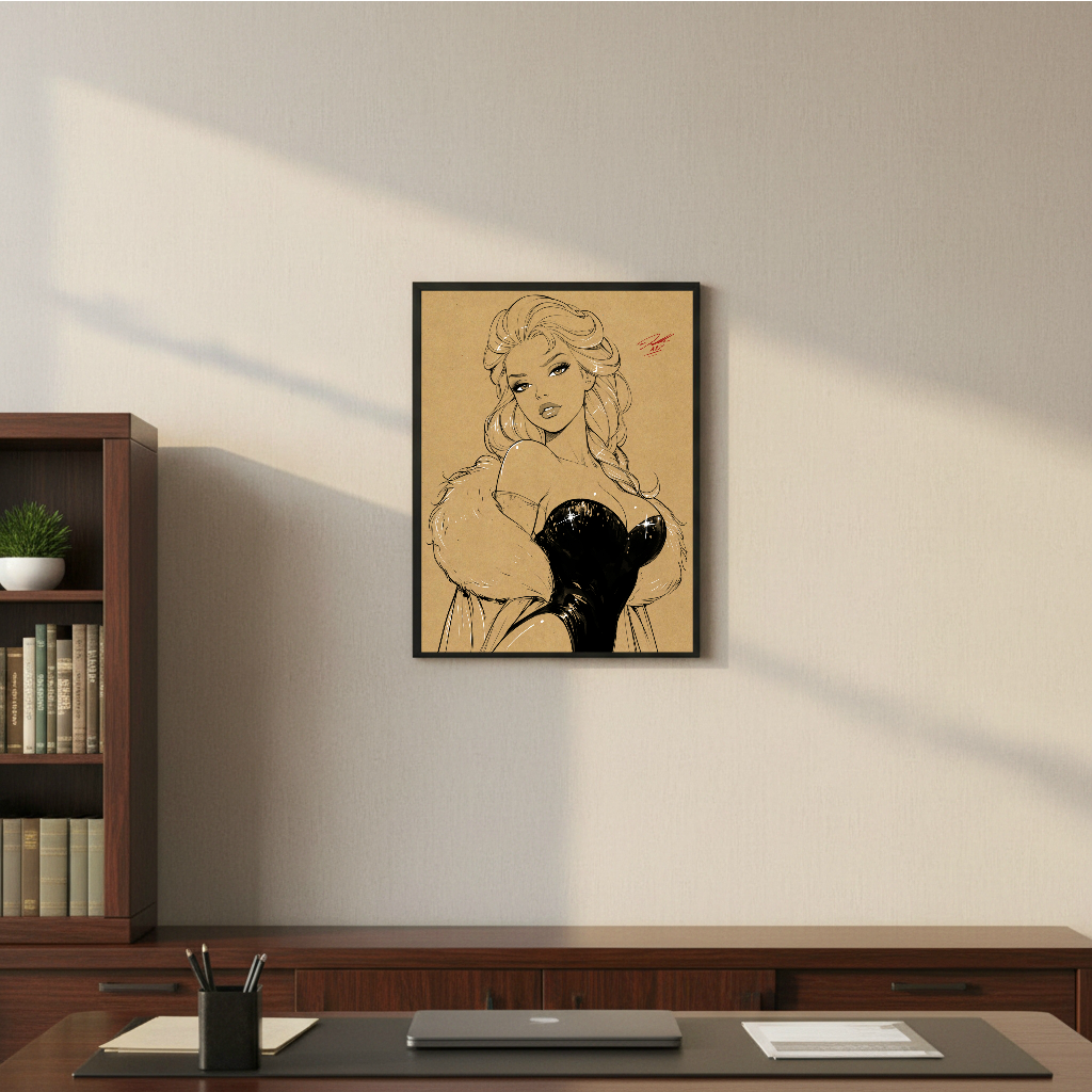 Elsa Cartoon Art Illustration Hard Signed 8.5x11in Digital Art PRINT