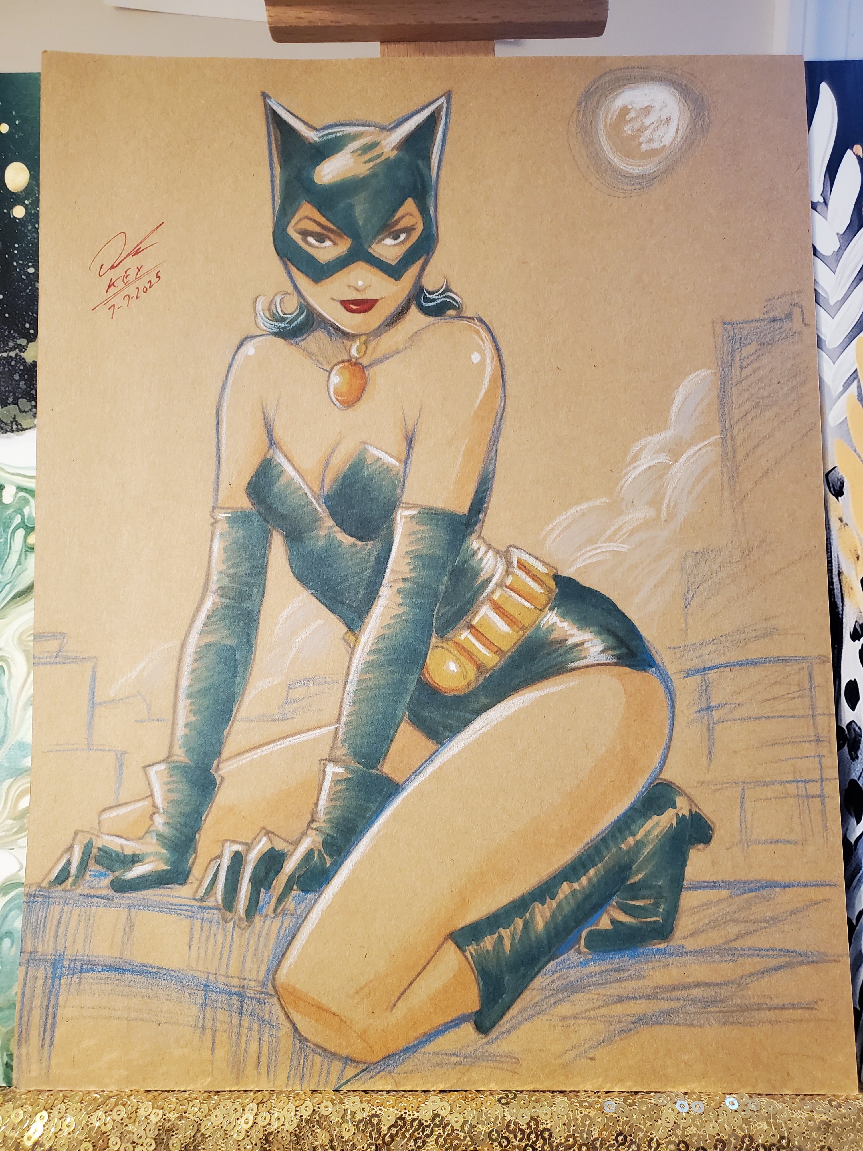 Catwoman Comic Art Original Fine Mixed Media | Rare 1 of 1 | COA Included | 8.5x11 on Premium Archival Cardstock