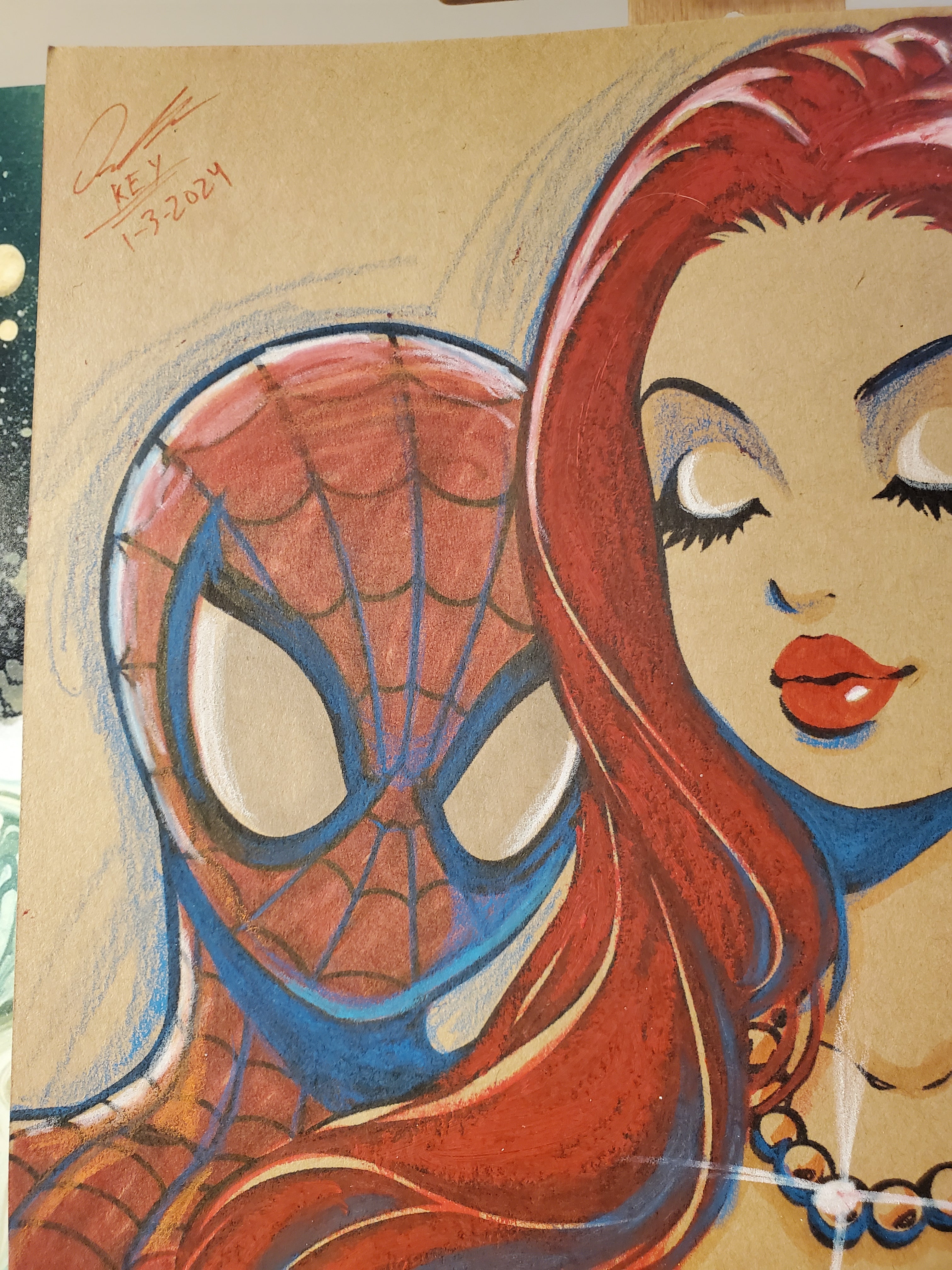 Mary Jane Spiderman Comic Art Original Fine Mixed Media | Rare 1 of 1 | COA Included | 8.5x11 on Premium Archival Cardstock