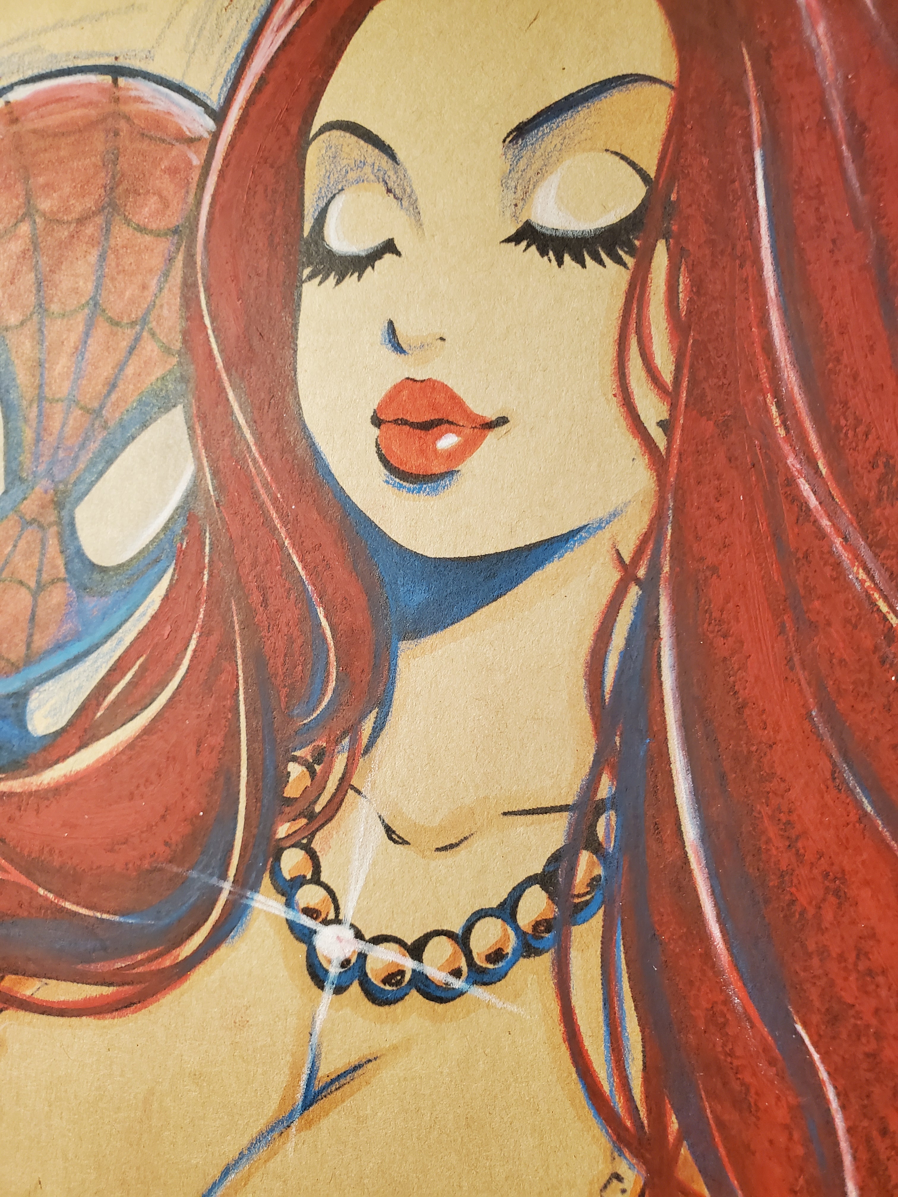 Mary Jane Spiderman Comic Art Original Fine Mixed Media | Rare 1 of 1 | COA Included | 8.5x11 on Premium Archival Cardstock