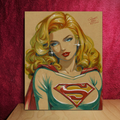 Supergirl Art Illustration Hard Signed 8.5x11in Fine Art PRINT