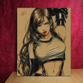 Ilustración de arte de Tifa, firmada a mano, 21.5x28cm, IMPRESIÓN de arte fino