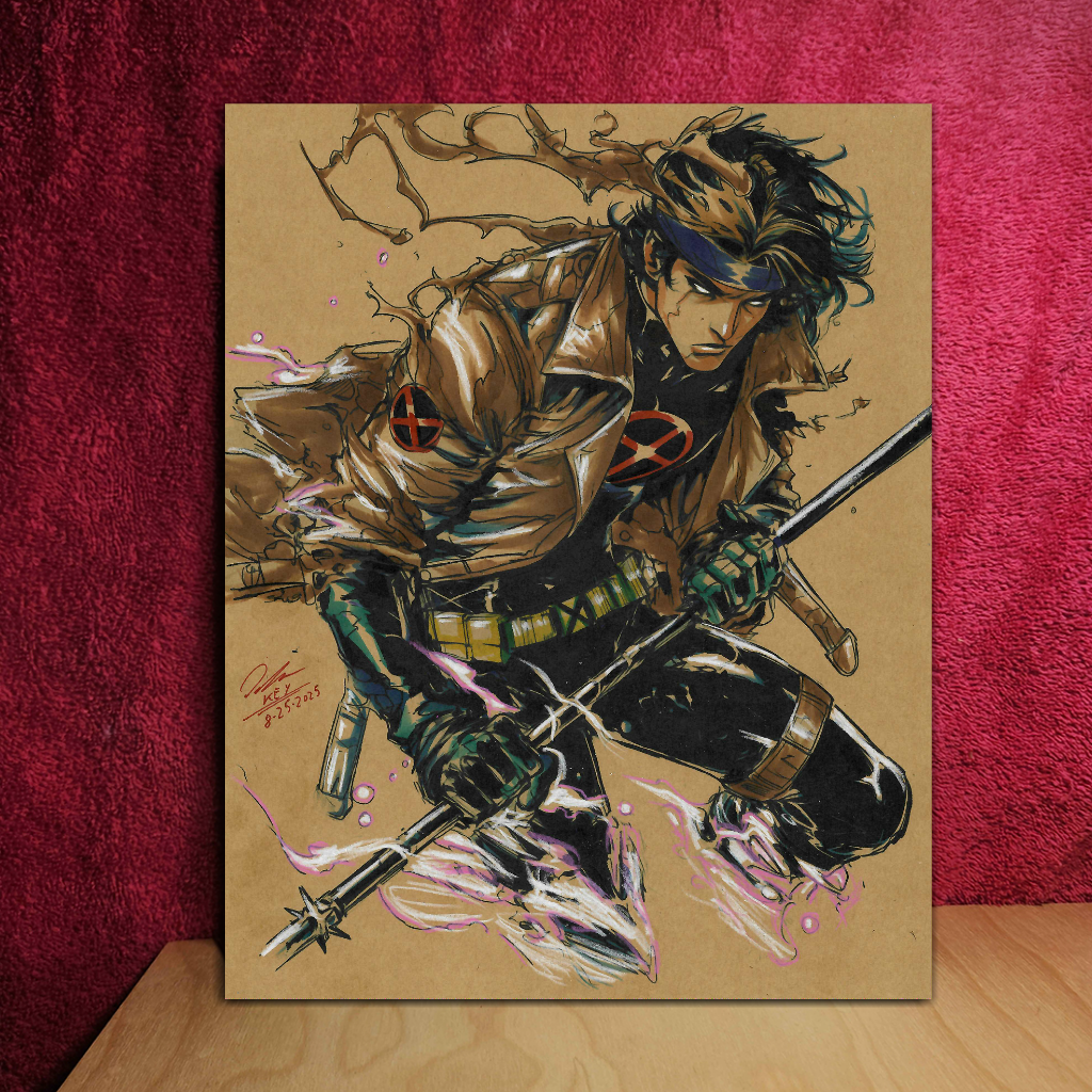 Gambit Art Illustration Hard Signed 8.5x11in Fine Art PRINT