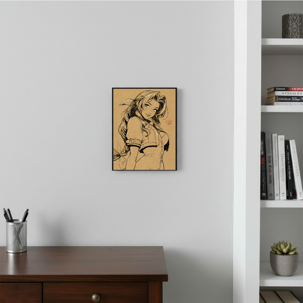 Aerith VideoGame Art Illustration Hard Signed 8.5x11in Digital Art PRINT