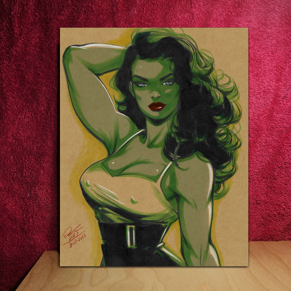 She-Hulk Art Illustration Hard Signed 8.5x11in Fine Art PRINT