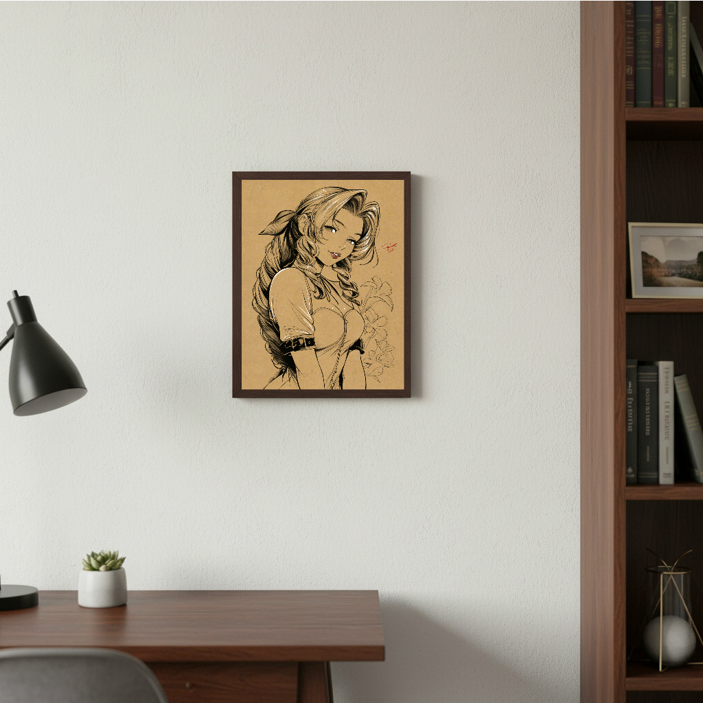Aerith VideoGame Art Illustration Hard Signed 8.5x11in Digital Art PRINT