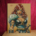 Red Sonja Art Illustration Hard Signed 8.5x11in Fine Art PRINT