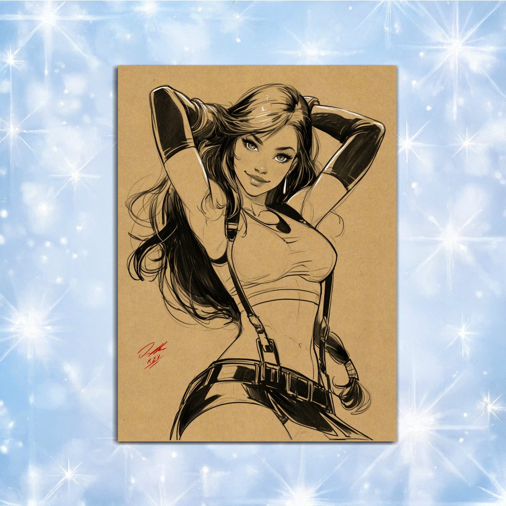 Tifa VideoGame Art Illustration Hard Signed 8.5x11in Digital Art PRINT