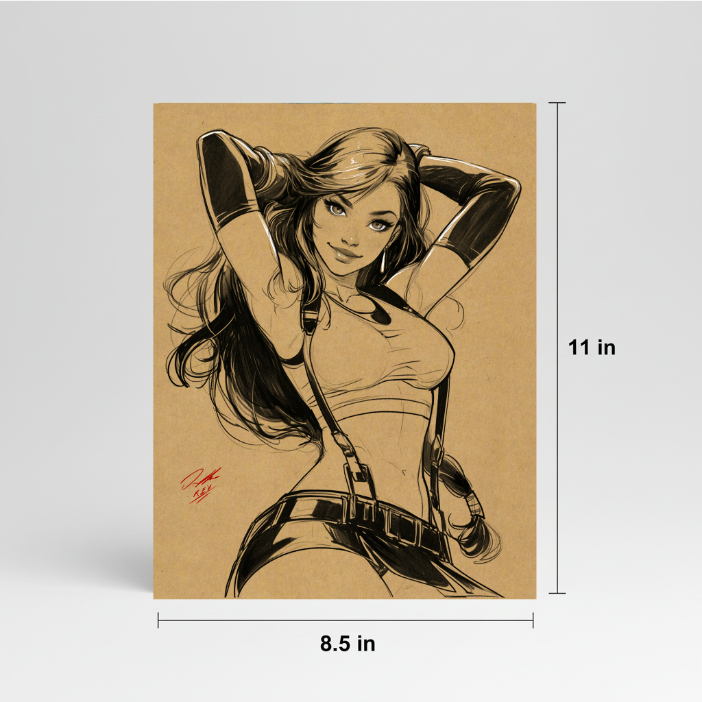 Tifa VideoGame Art Illustration Hard Signed 8.5x11in Digital Art PRINT