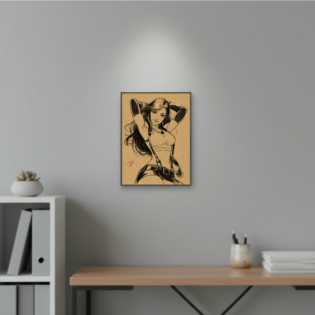 Tifa VideoGame Art Illustration Hard Signed 8.5x11in Digital Art PRINT