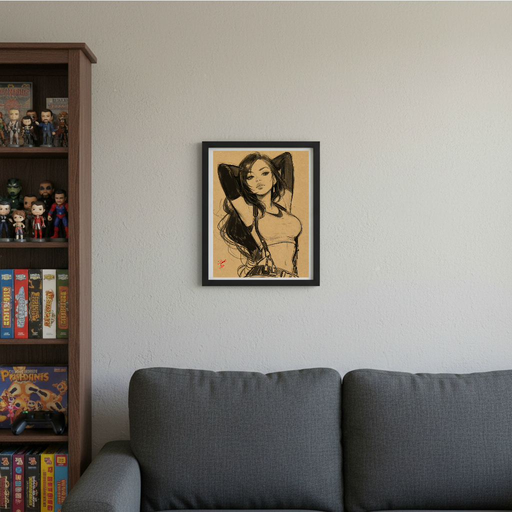 Tifa VideoGame Art Illustration Hard Signed 8.5x11in Digital Art PRINT