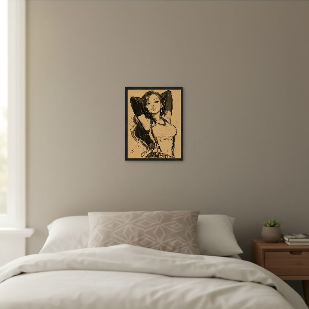 Tifa VideoGame Art Illustration Hard Signed 8.5x11in Digital Art PRINT