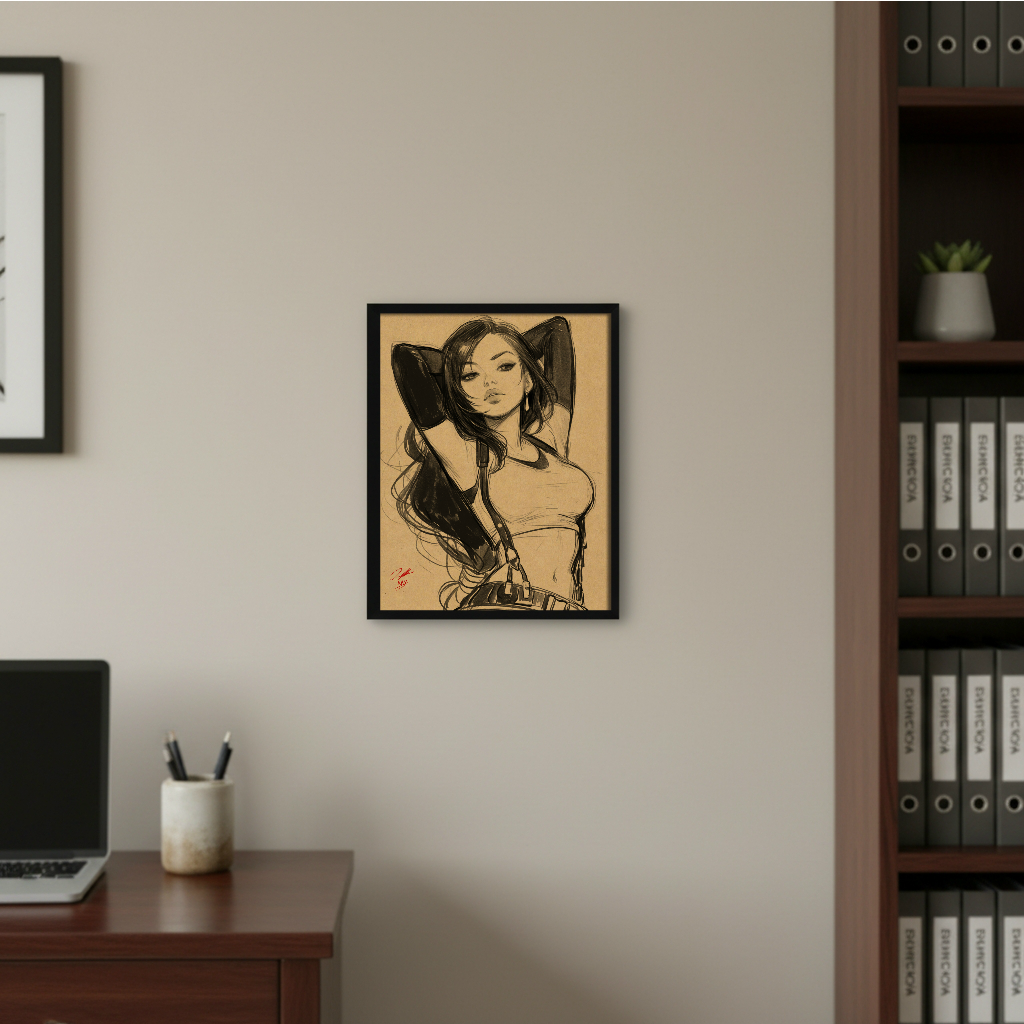 Tifa VideoGame Art Illustration Hard Signed 8.5x11in Digital Art PRINT