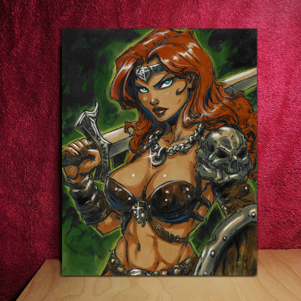 Red Sonja Art Illustration Hard Signed 8.5x11in Fine Art PRINT