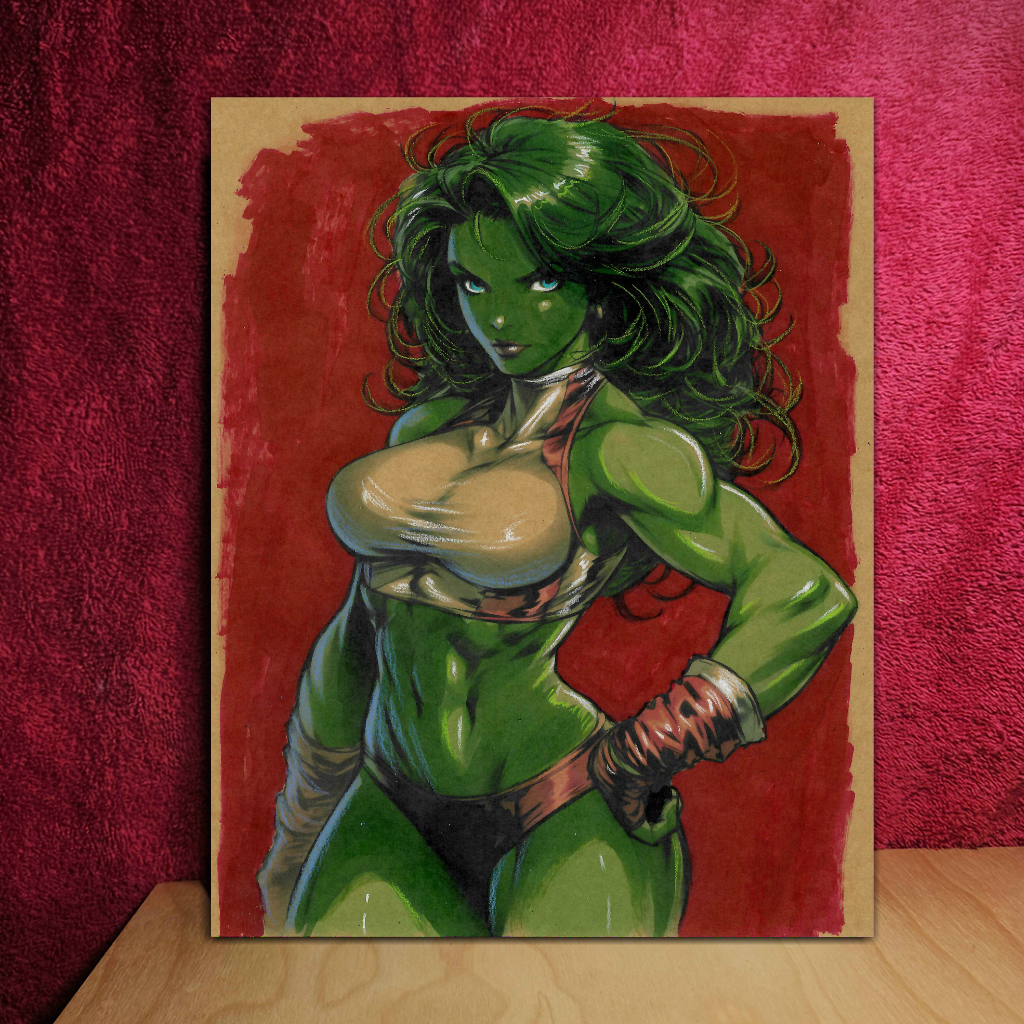 She-Hulk Art Illustration Hard Signed 8.5x11in Fine Art PRINT
