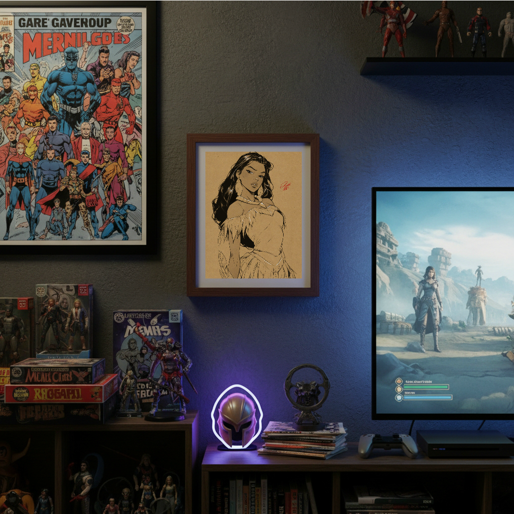 Pocahontas Cartoon Art Illustration Hard Signed 8.5x11in Digital Art PRINT