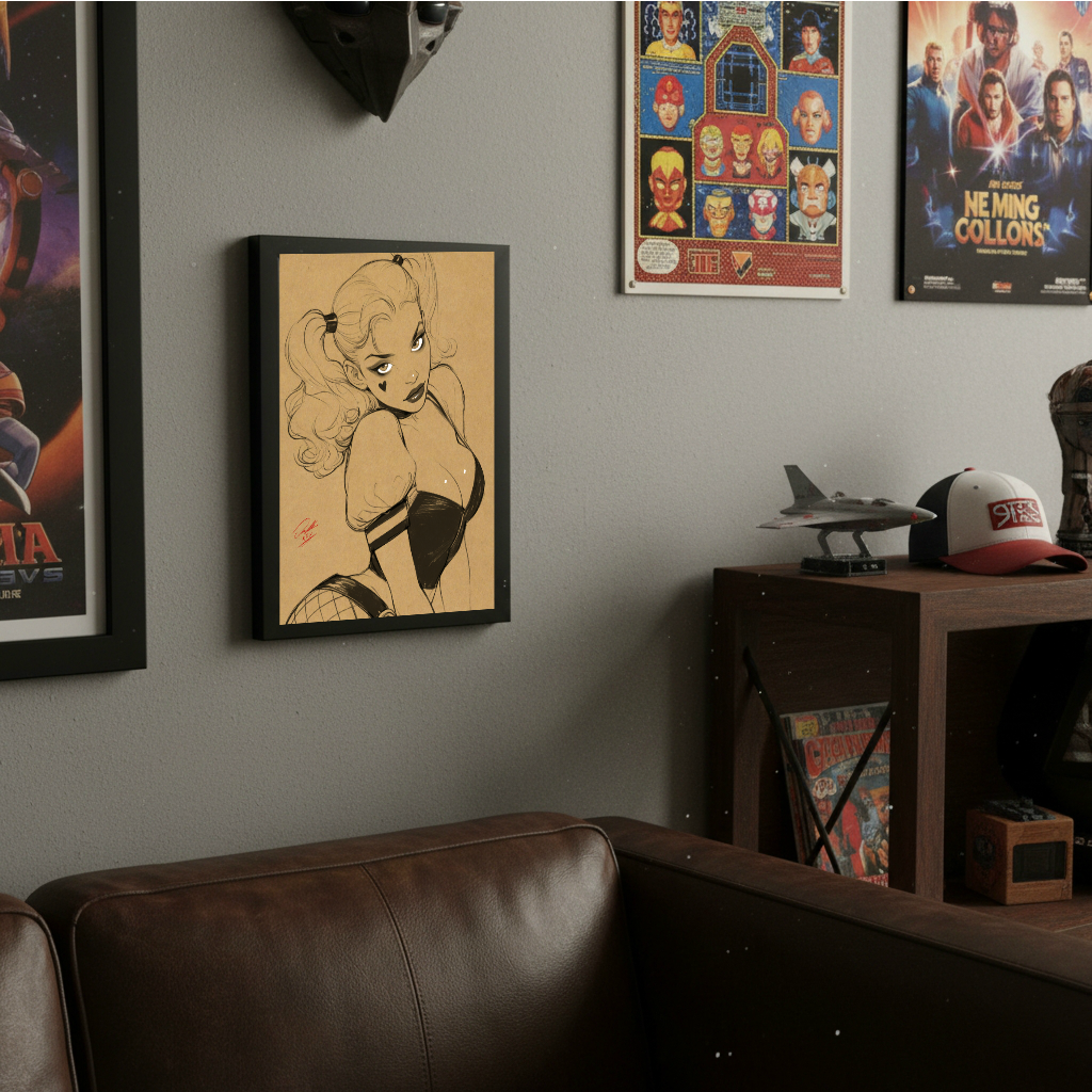 Harley Quinn Comic Art Illustration Hard Signed 8.5x11in Digital Art PRINT