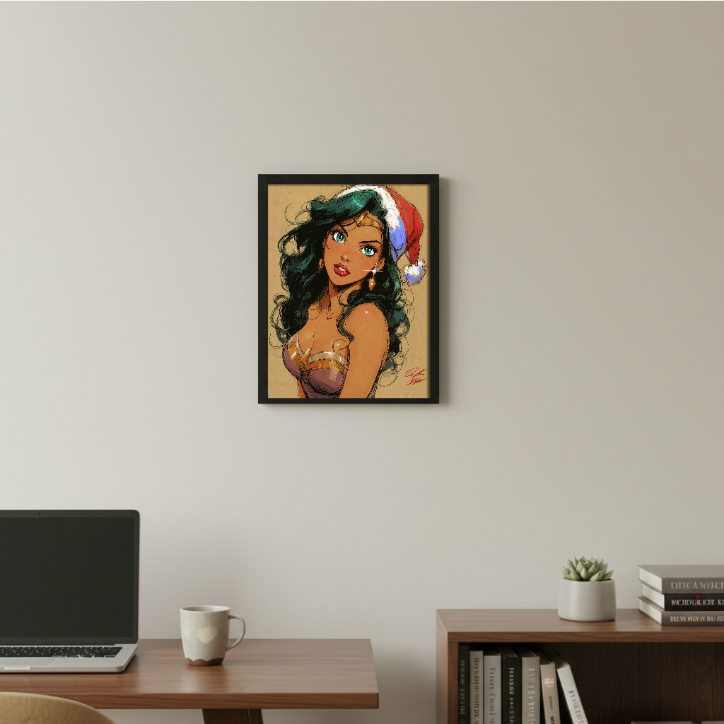 Wonder Woman Comic Art Illustration Hard Signed 8.5x11in Digital Art PRINT