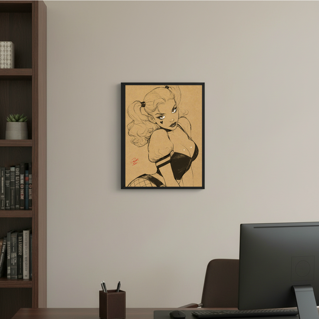 Harley Quinn Comic Art Illustration Hard Signed 8.5x11in Digital Art PRINT