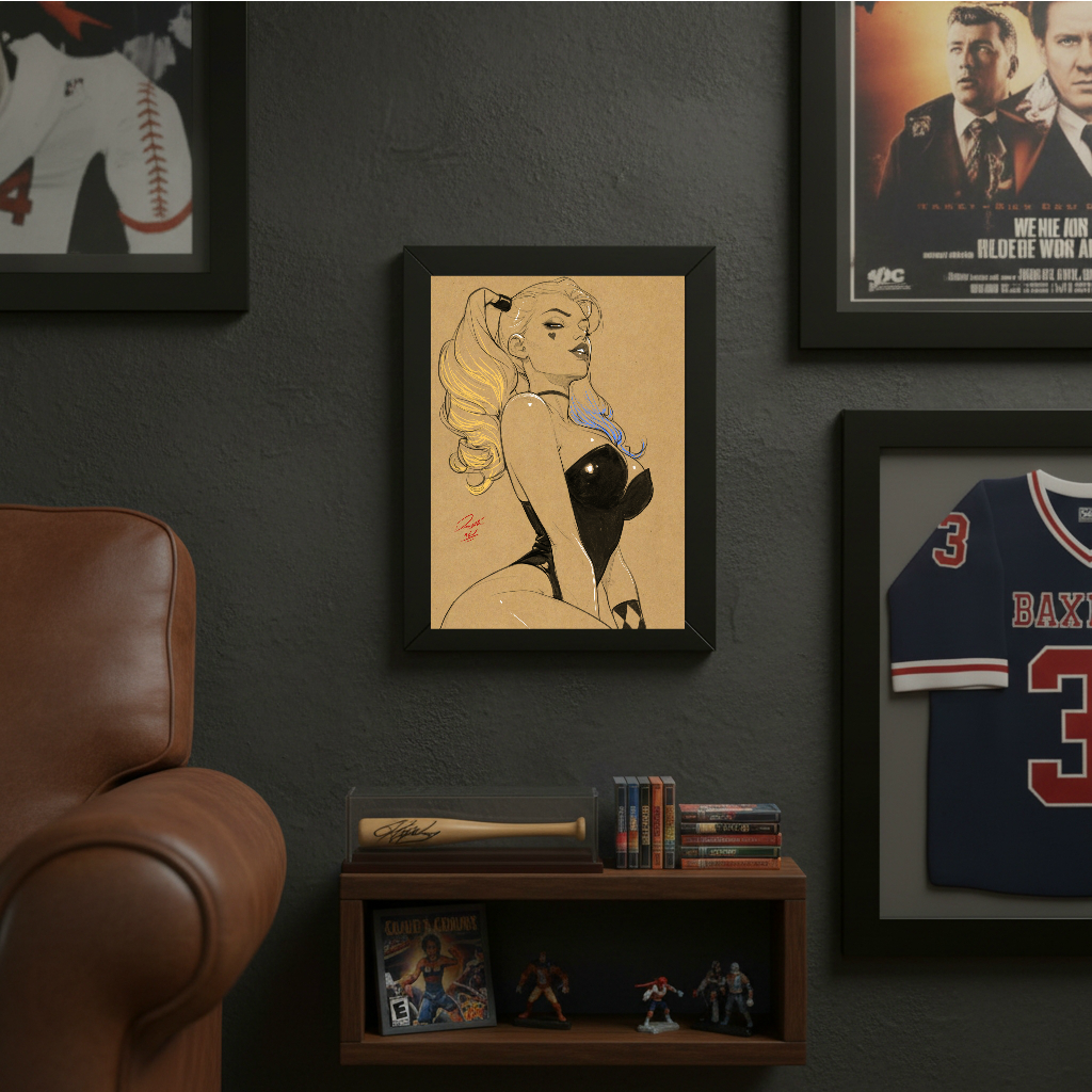 Harley Quinn Comic Art Illustration Hard Signed 8.5x11in Digital Art PRINT