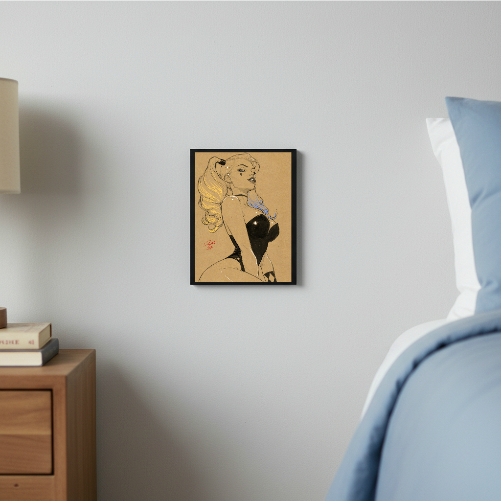 Harley Quinn Comic Art Illustration Hard Signed 8.5x11in Digital Art PRINT