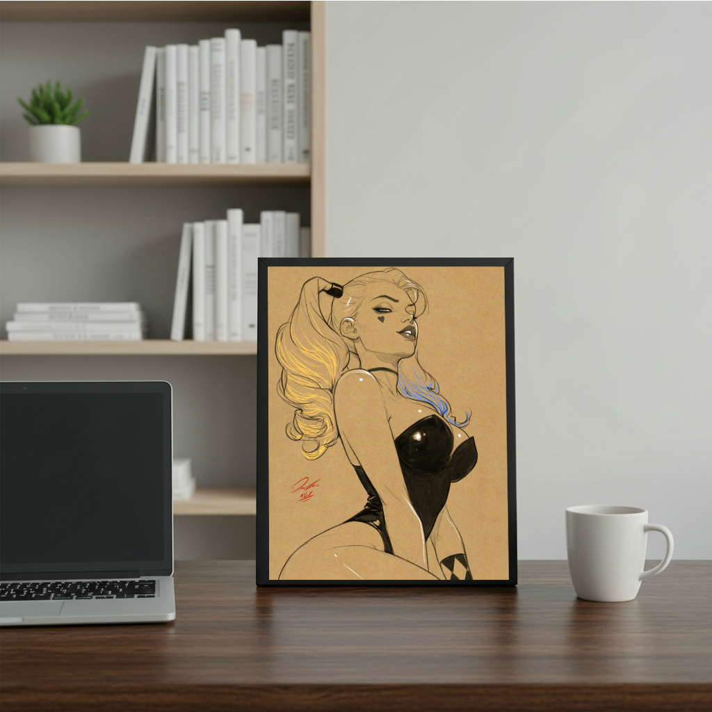 Harley Quinn Comic Art Illustration Hard Signed 8.5x11in Digital Art PRINT