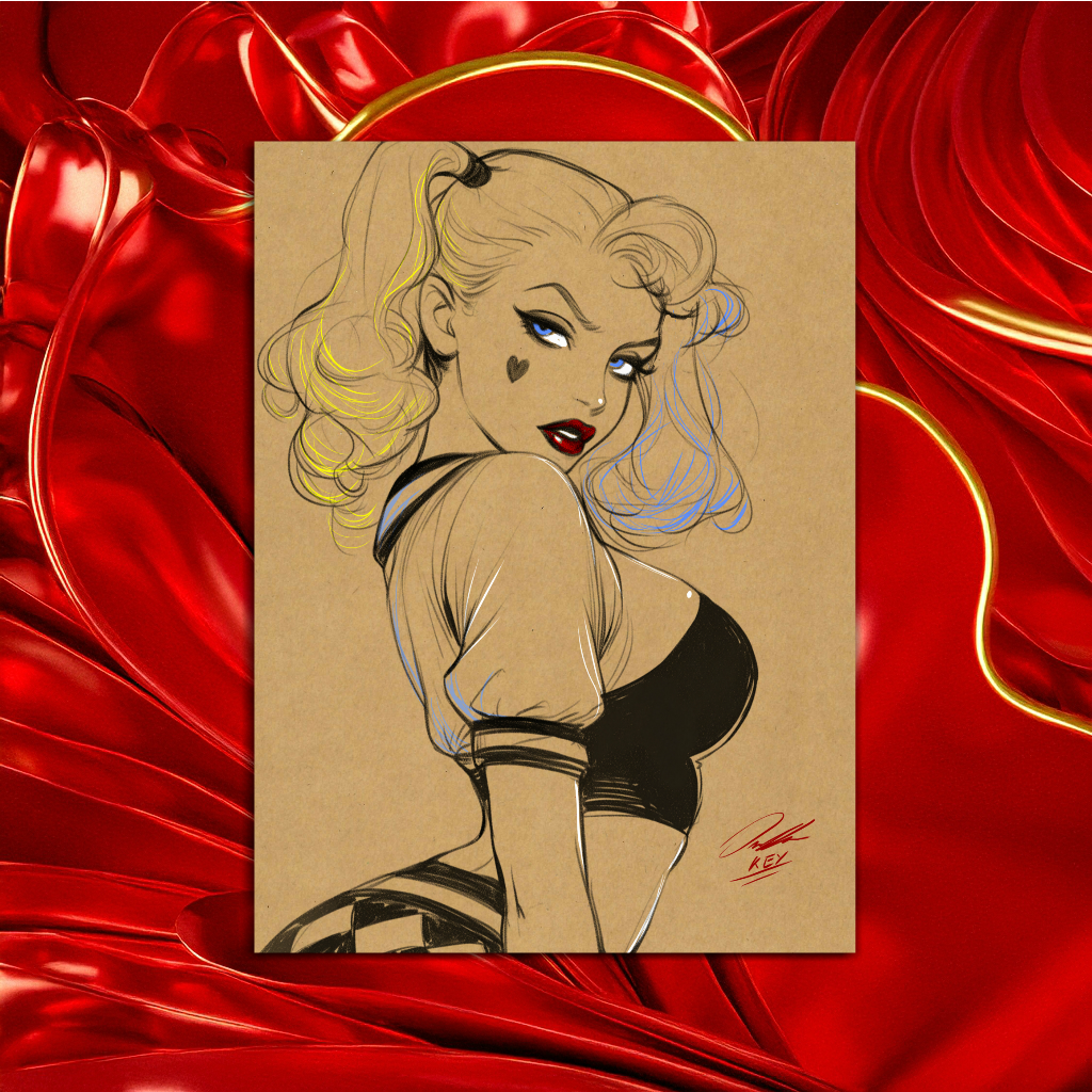 Harley Quinn Comic Art Illustration Hard Signed 8.5x11in Digital Art PRINT
