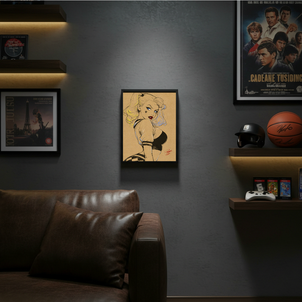 Harley Quinn Comic Art Illustration Hard Signed 8.5x11in Digital Art PRINT