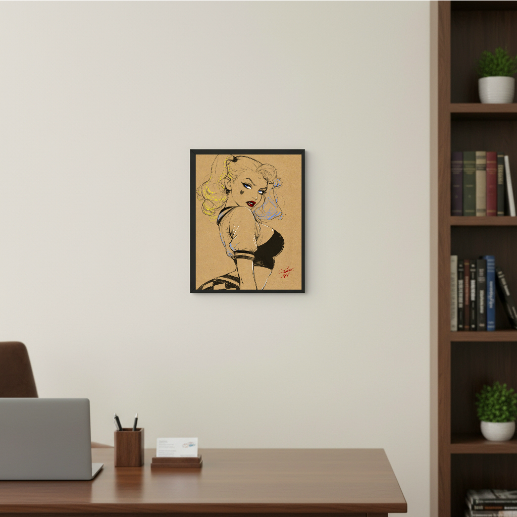 Harley Quinn Comic Art Illustration Hard Signed 8.5x11in Digital Art PRINT