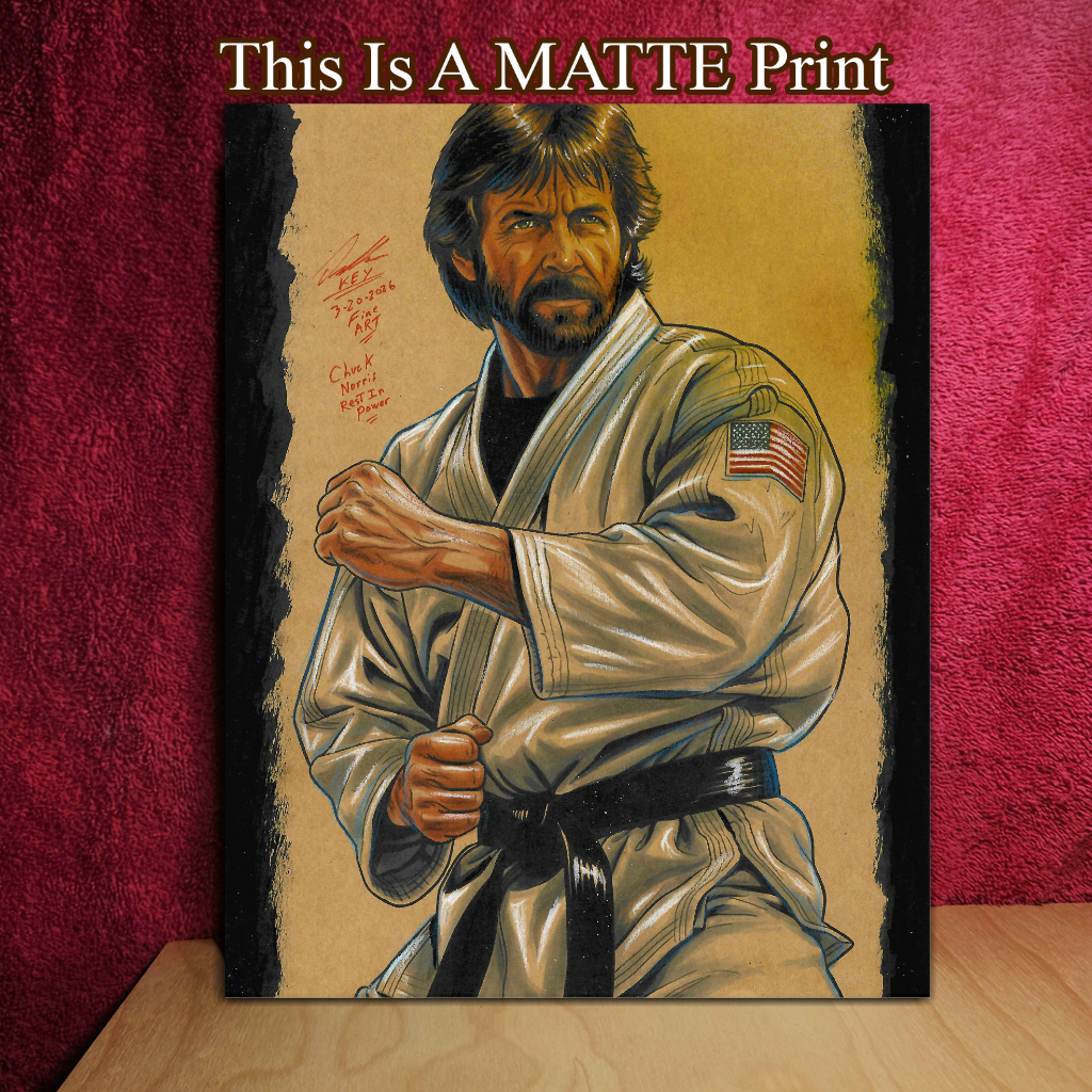 Chuck Norris Art Illustration Hard Signed 8.5x11in Fine Art PRINT