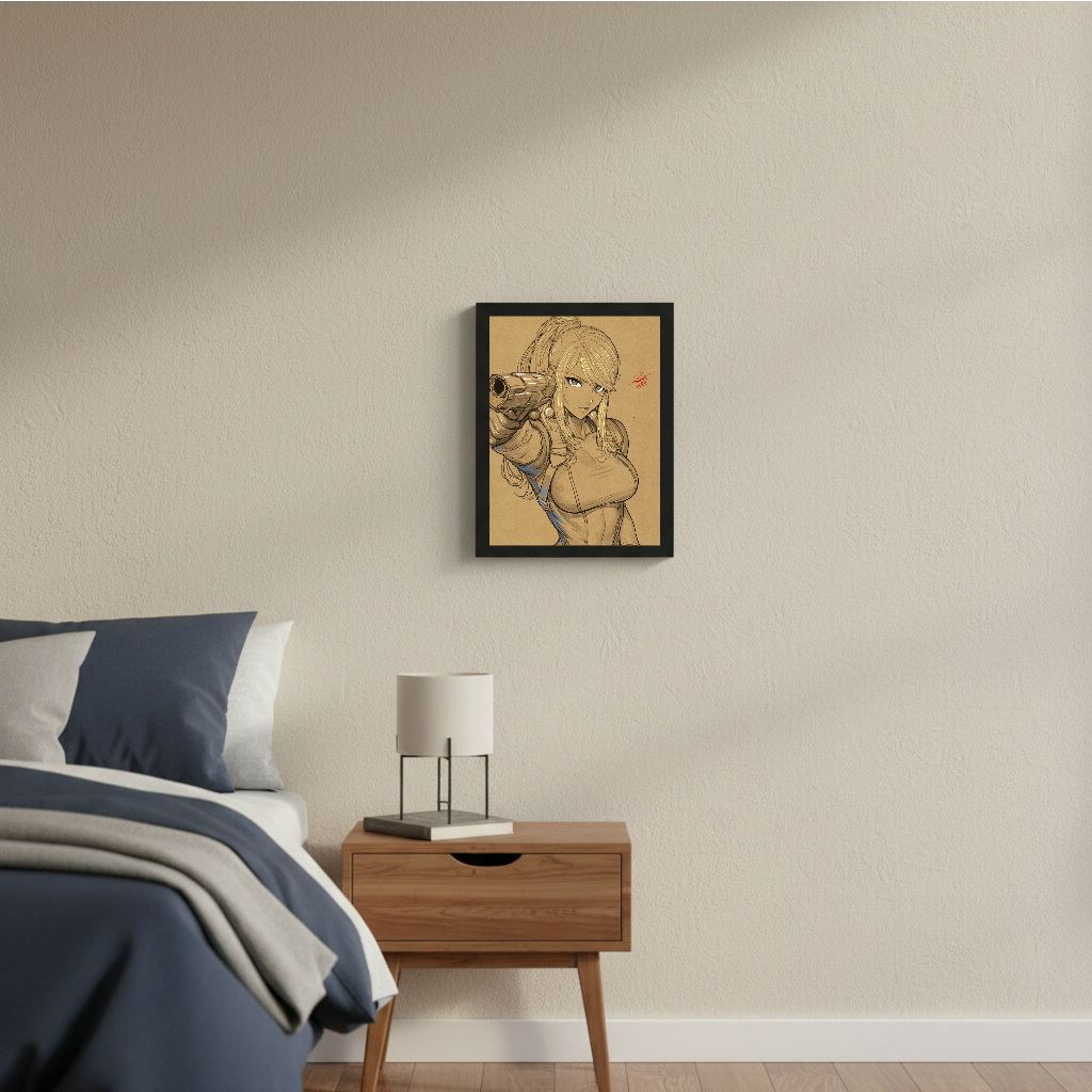 Samus VideoGame Art Illustration Hard Signed 8.5x11in Digital Art PRINT