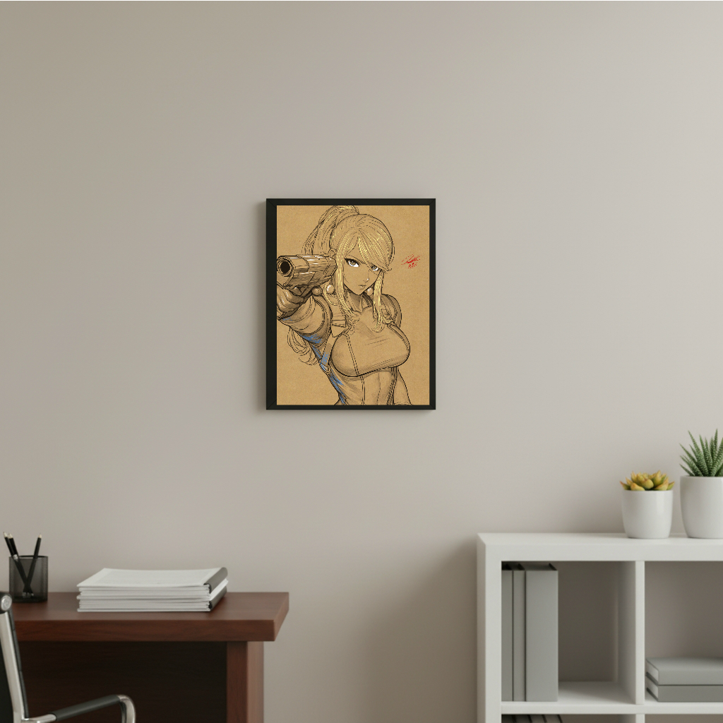 Samus VideoGame Art Illustration Hard Signed 8.5x11in Digital Art PRINT