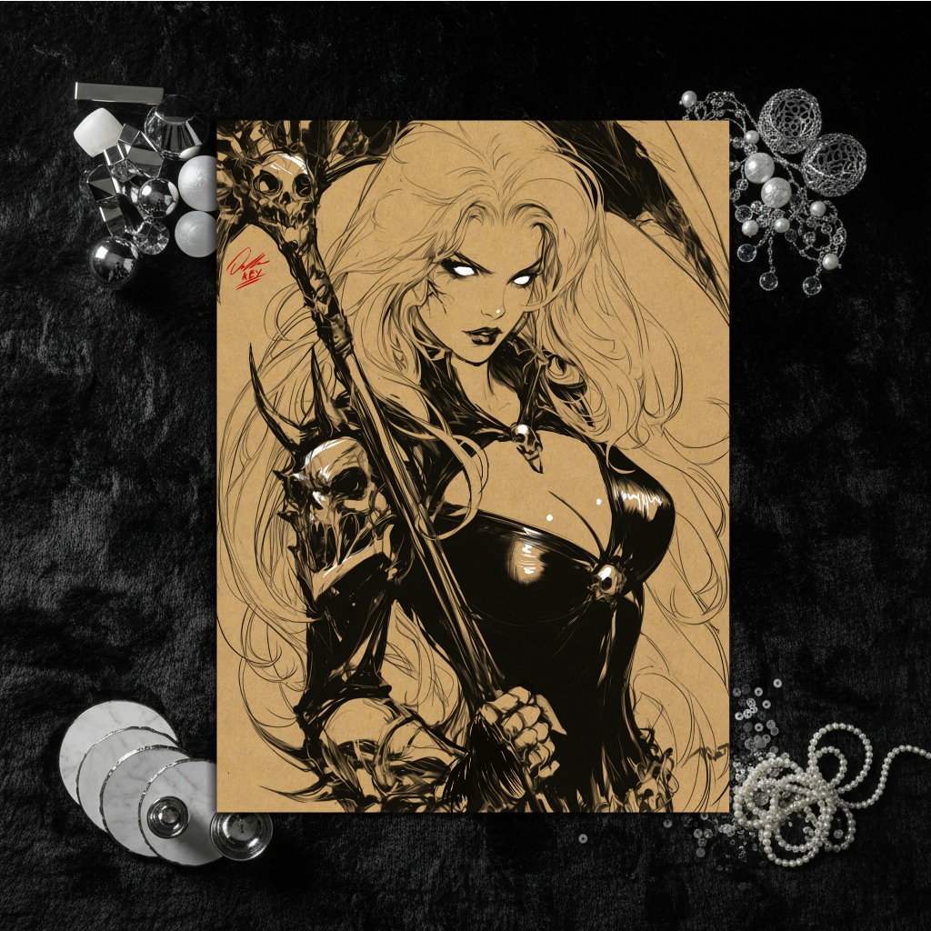 Lady D Comic Art Illustration Hard Signed 8.5x11in Digital Art PRINT