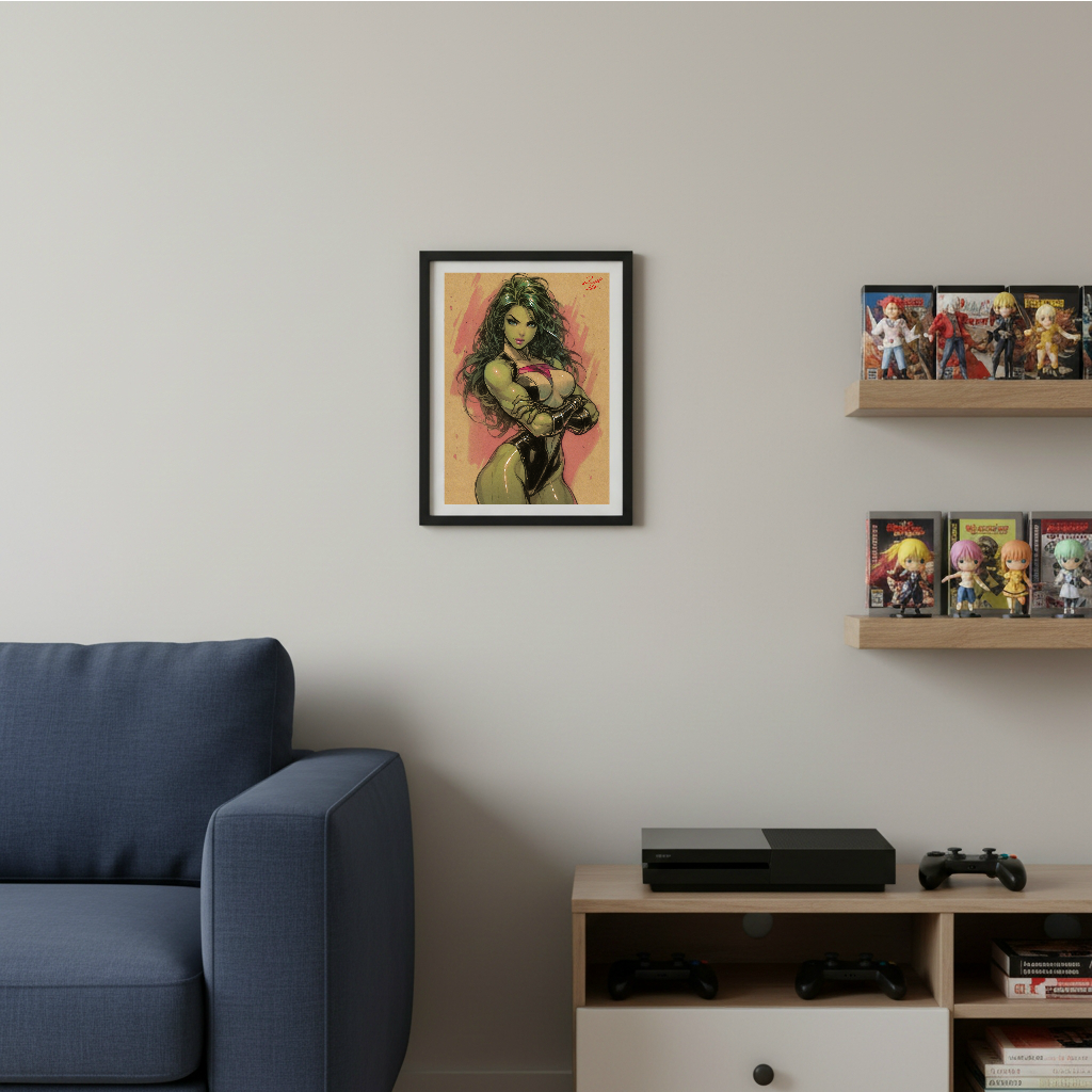 She-Hulk Comic Art Illustration Hard Signed 8.5x11in Digital Art PRINT