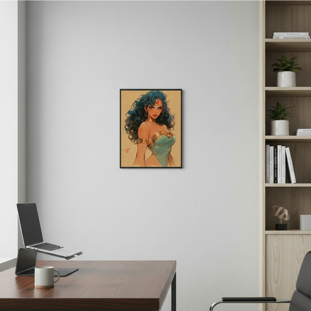 Wonder Woman Comic Art Illustration Hard Signed 8.5x11in Digital Art PRINT