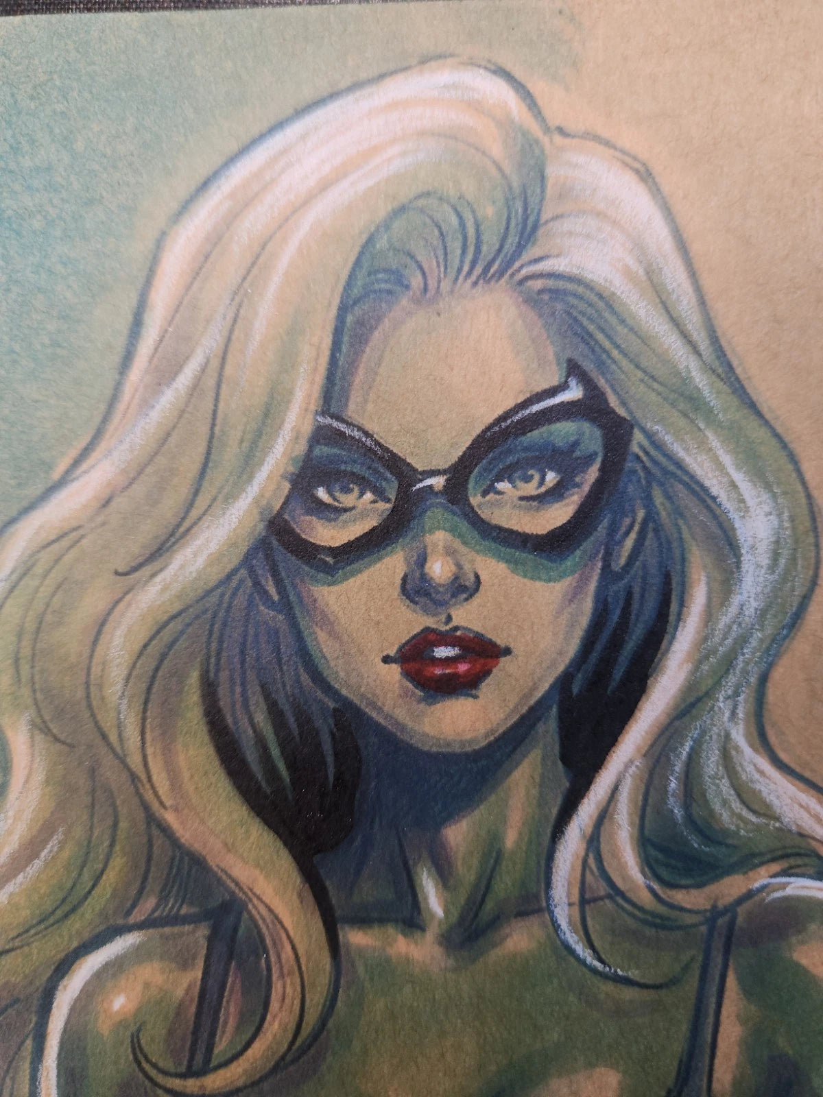 Black Cat Comic Art Original Fine Mixed Media | Rare 1 of 1 | COA Included | 8.5x11 on Premium Archival Cardstock